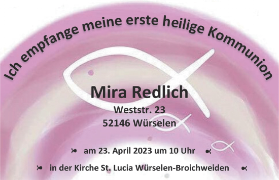 Glückwunschanzeige von Mira Redlich von Aachener Zeitung