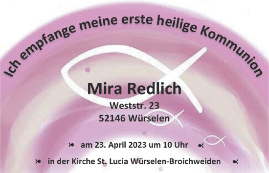 Glückwunschanzeige von Mira Redlich von Zeitung am Sonntag