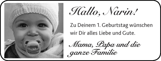 Glückwunschanzeige von Narin!  von Zeitung am Sonntag