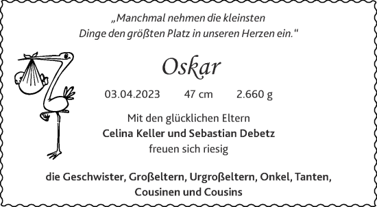 Glückwunschanzeige von Oskar  von Aachener Zeitung