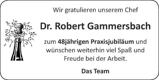 Glückwunschanzeige von Robert Gammersbach von Zeitung am Sonntag
