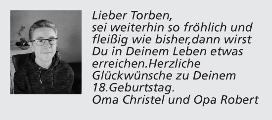 Glückwunschanzeige von Torben  von Zeitung am Sonntag