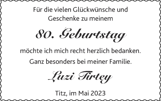 Glückwunschanzeige von 80. Geburtstag  von Zeitung am Sonntag