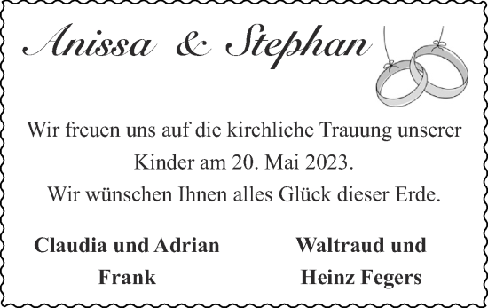 Glückwunschanzeige von Anissa & Stephan  von Zeitung am Sonntag