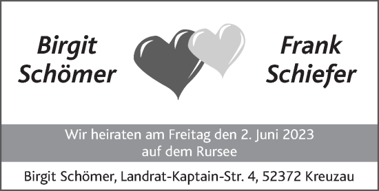 Glückwunschanzeige von Birgit und Frank  von Zeitung am Sonntag
