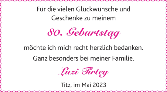 Glückwunschanzeige von Danksagung 80.Geburtstag  von Aachener Zeitung