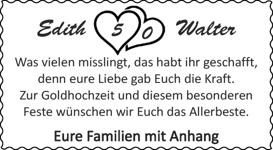 Glückwunschanzeige von Edith und Walter  von Aachener Zeitung