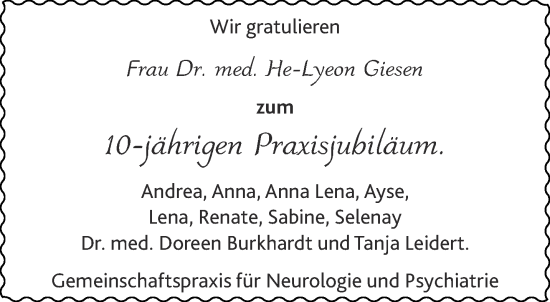 Glückwunschanzeige von He-Lyeon Giesen von Aachener Zeitung