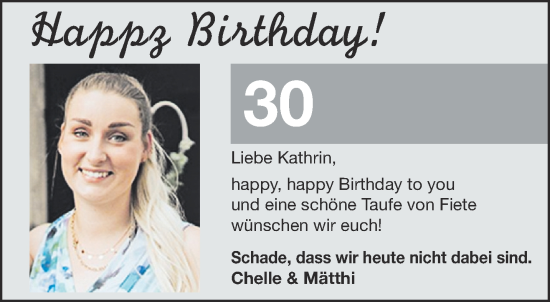 Glückwunschanzeige von Kathrin  von Aachener Zeitung