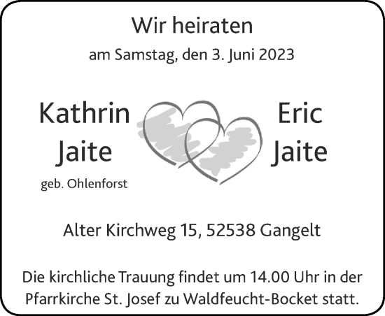 Glückwunschanzeige von Kathrin und Eric Jaite von Zeitung am Sonntag