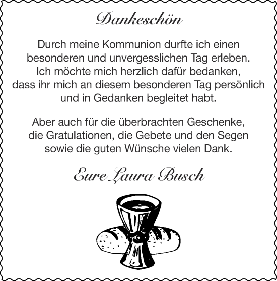 Glückwunschanzeige von Laura Busch von Zeitung am Sonntag