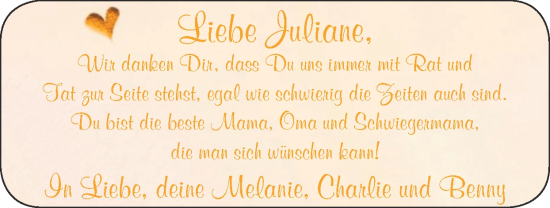 Glückwunschanzeige von Liebe Juliane  von Zeitung am Sonntag