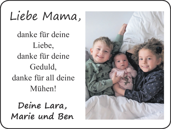 Glückwunschanzeige von Liebe Mama  von Zeitung am Sonntag