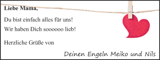 Glückwunschanzeige von Liebe Mama  von Zeitung am Sonntag