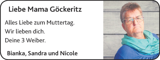 Glückwunschanzeige von Liebe Mama Göckeritz  von Zeitung am Sonntag