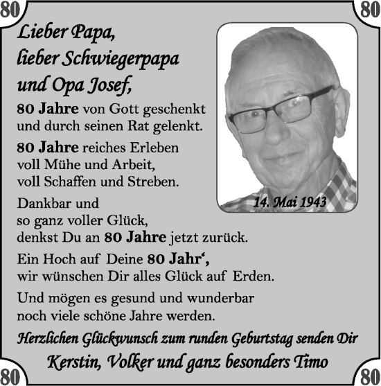 Glückwunschanzeige von Lieber Papa  von Zeitung am Sonntag