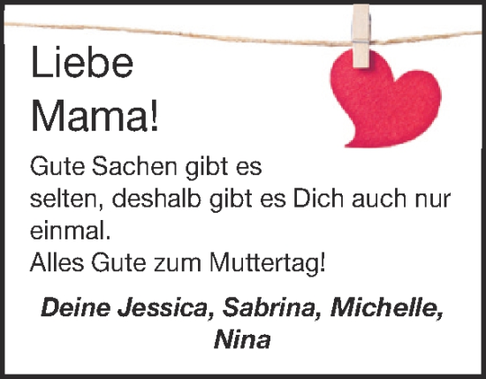 Glückwunschanzeige von Mama  von Zeitung am Sonntag