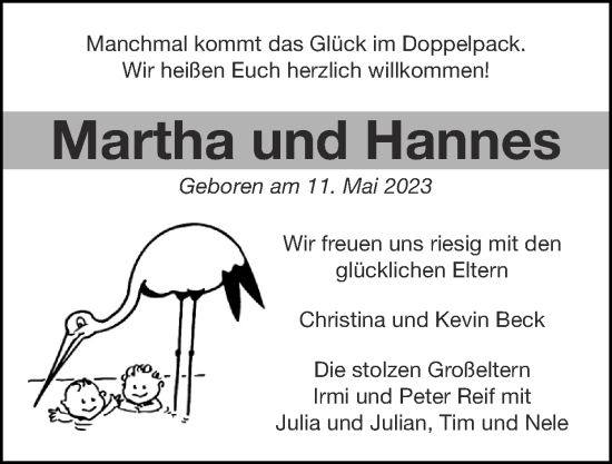 Glückwunschanzeige von Martha und Hannes Beck von Zeitung am Sonntag