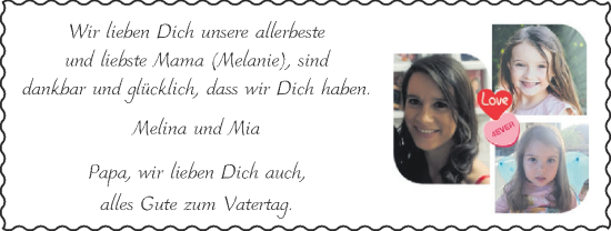 Glückwunschanzeige von Melanie  von Zeitung am Sonntag