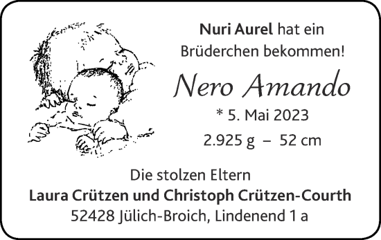 Glückwunschanzeige von Nero Amando  von Zeitung am Sonntag