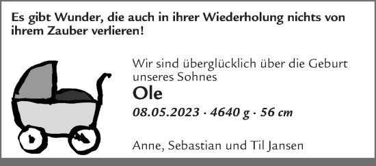 Glückwunschanzeige von Ole  von Zeitung am Sonntag