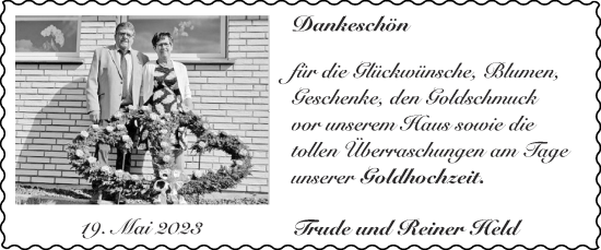 Glückwunschanzeige von Trude und Reiner Held von Zeitung am Sonntag