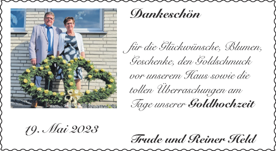 Glückwunschanzeige von Trude und Reiner Held von Aachener Zeitung