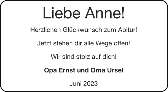 Glückwunschanzeige von Anne  von Aachener Zeitung