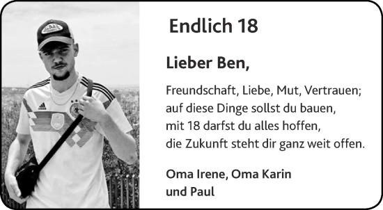 Glückwunschanzeige von Ben  von Aachener Zeitung