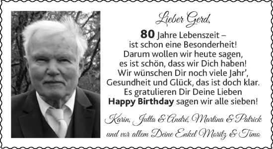 Glückwunschanzeige von Gerd  von Aachener Zeitung