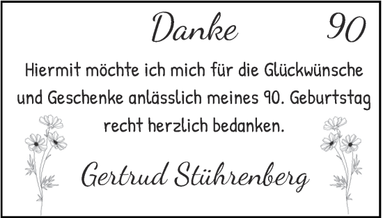 Glückwunschanzeige von Gertrud Stührenberg von Zeitung am Sonntag