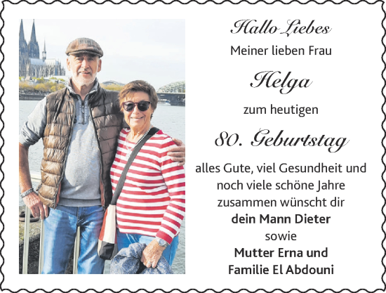 Glückwunschanzeige von Helga  von Zeitung am Sonntag