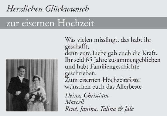 Glückwunschanzeige von Herzlichen Glückwunsch  von Zeitung am Sonntag