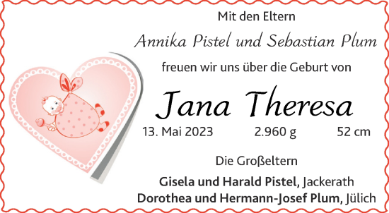 Glückwunschanzeige von Jana Theresa  von Aachener Zeitung