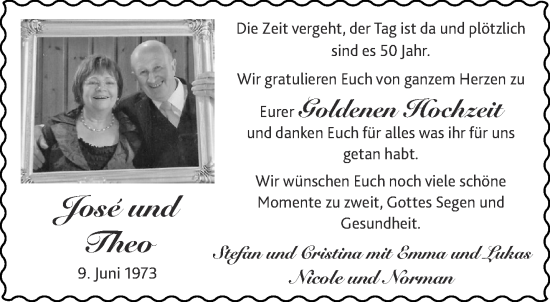 Glückwunschanzeige von Jose und Theo  von Aachener Zeitung