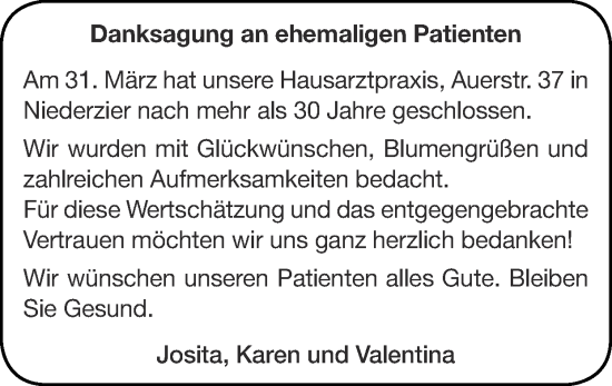 Glückwunschanzeige von Josita, Karen und Valentina  von Zeitung am Sonntag
