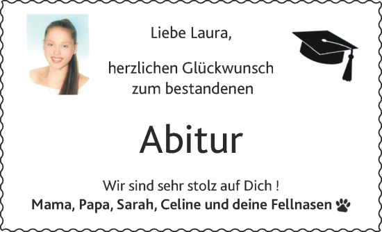 Glückwunschanzeige von Laura  von Zeitung am Sonntag