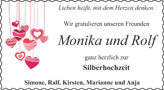 Glückwunschanzeige von Monika und Rolf  von Aachener Zeitung