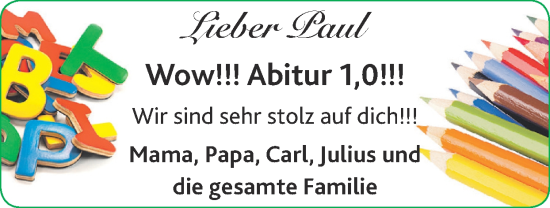 Glückwunschanzeige von Paul  von Zeitung am Sonntag