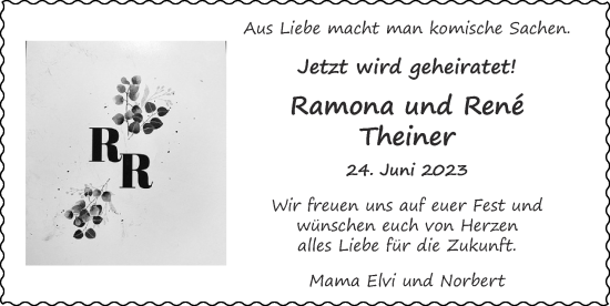 Glückwunschanzeige von Ramona und Rene Theiner von Zeitung am Sonntag