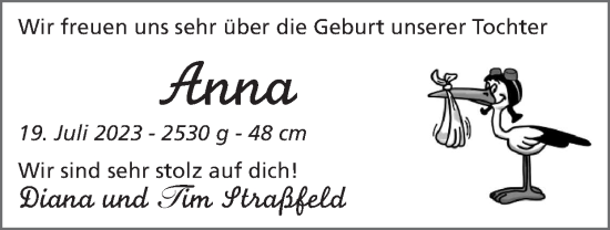 Glückwunschanzeige von Anna Straßfeld von Zeitung am Sonntag
