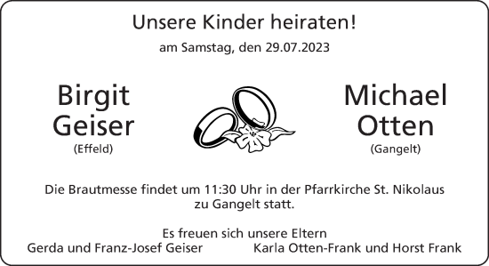 Glückwunschanzeige von Birgit und Michael  von Zeitung am Sonntag