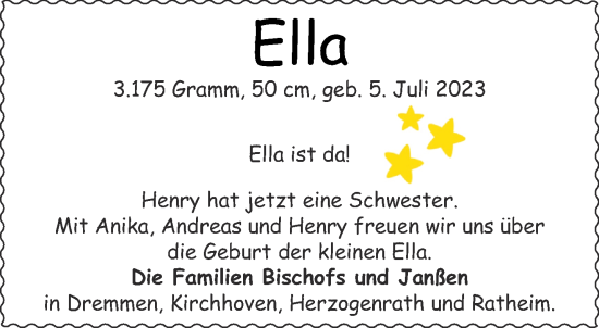 Glückwunschanzeige von Ella  von Aachener Zeitung