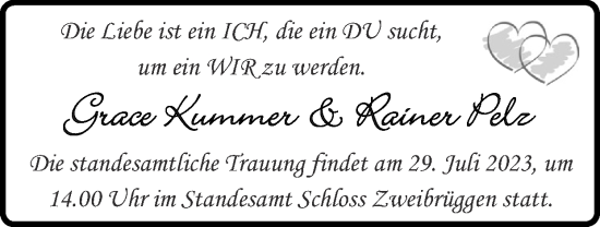 Glückwunschanzeige von Grace und Rainer  von Zeitung am Sonntag