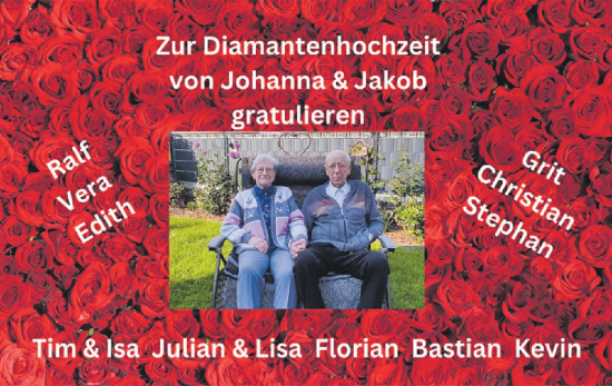 Glückwunschanzeige von Johanna und Jakob  von Zeitung am Sonntag