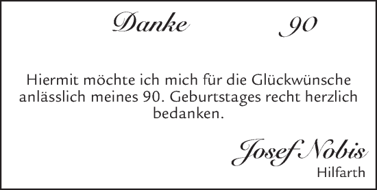 Glückwunschanzeige von Josef Nobis von Zeitung am Sonntag