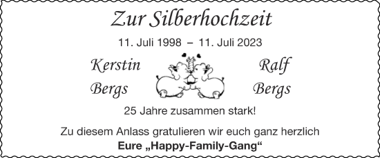 Glückwunschanzeige von Kerstin und Ralf Bergs von Zeitung am Sonntag