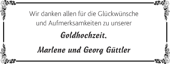 Glückwunschanzeige von Marlene und Georg Güttler von Zeitung am Sonntag