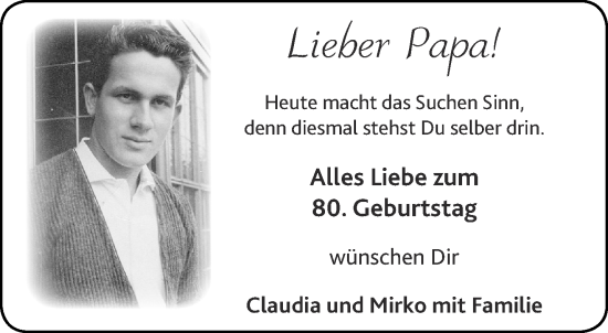Glückwunschanzeige von Papa  von Aachener Zeitung