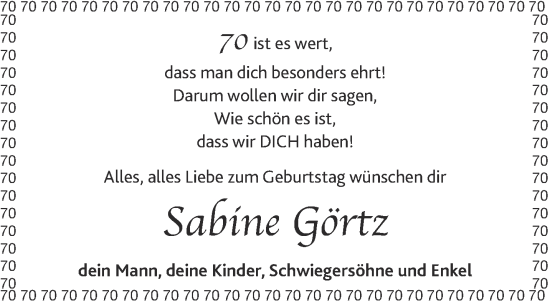 Glückwunschanzeige von Sabine Görtz von Aachener Zeitung